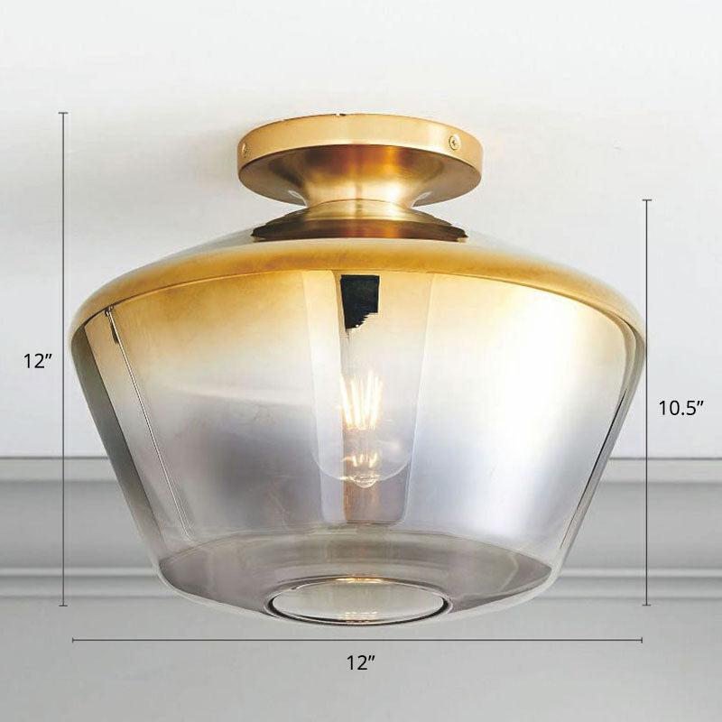 Minimalist Geometric Flushmount Light Glass 1 Bulb Balcony Semi-Flush Mount Ceiling Light