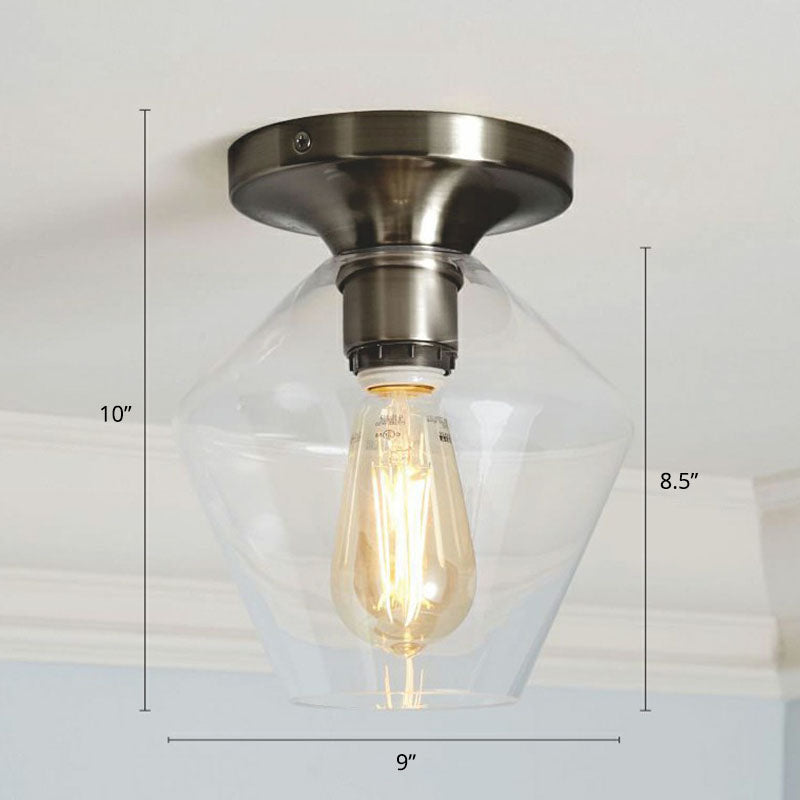 Minimalist Geometric Flushmount Light Glass 1 Bulb Balcony Semi-Flush Mount Ceiling Light