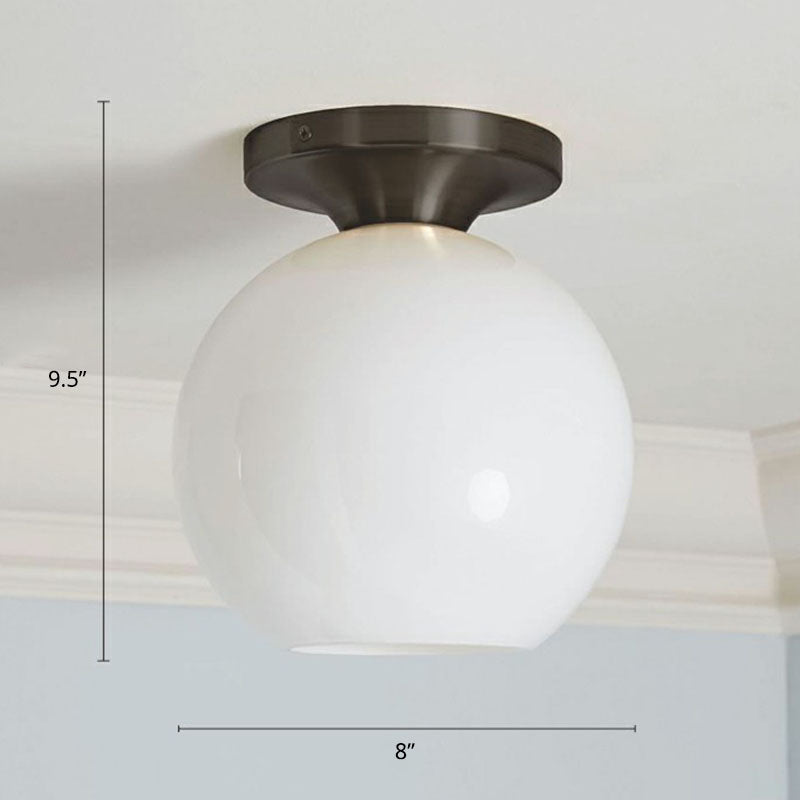 Minimalist Geometric Flushmount Light Glass 1 Bulb Balcony Semi-Flush Mount Ceiling Light