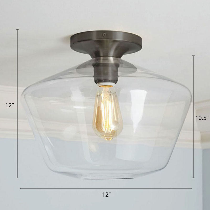 Minimalist Geometric Flushmount Light Glass 1 Bulb Balcony Semi-Flush Mount Ceiling Light