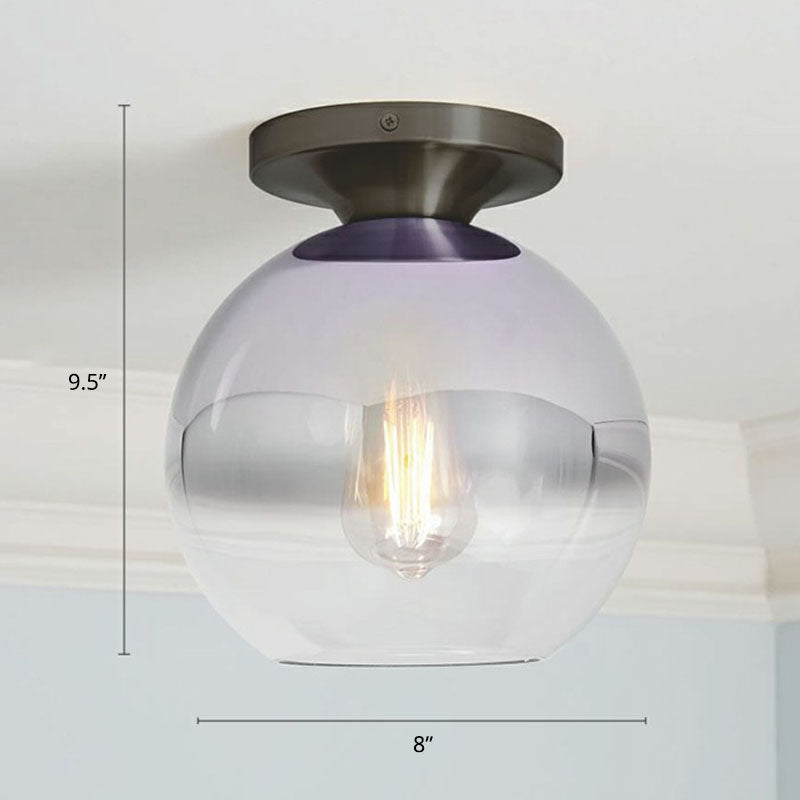 Minimalist Geometric Flushmount Light Glass 1 Bulb Balcony Semi-Flush Mount Ceiling Light