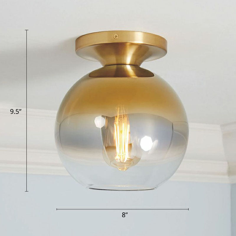 Minimalist Geometric Flushmount Light Glass 1 Bulb Balcony Semi-Flush Mount Ceiling Light