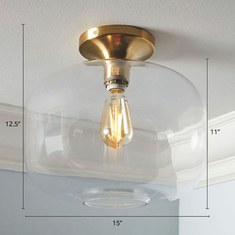 Minimalist Geometric Flushmount Light Glass 1 Bulb Balcony Semi-Flush Mount Ceiling Light