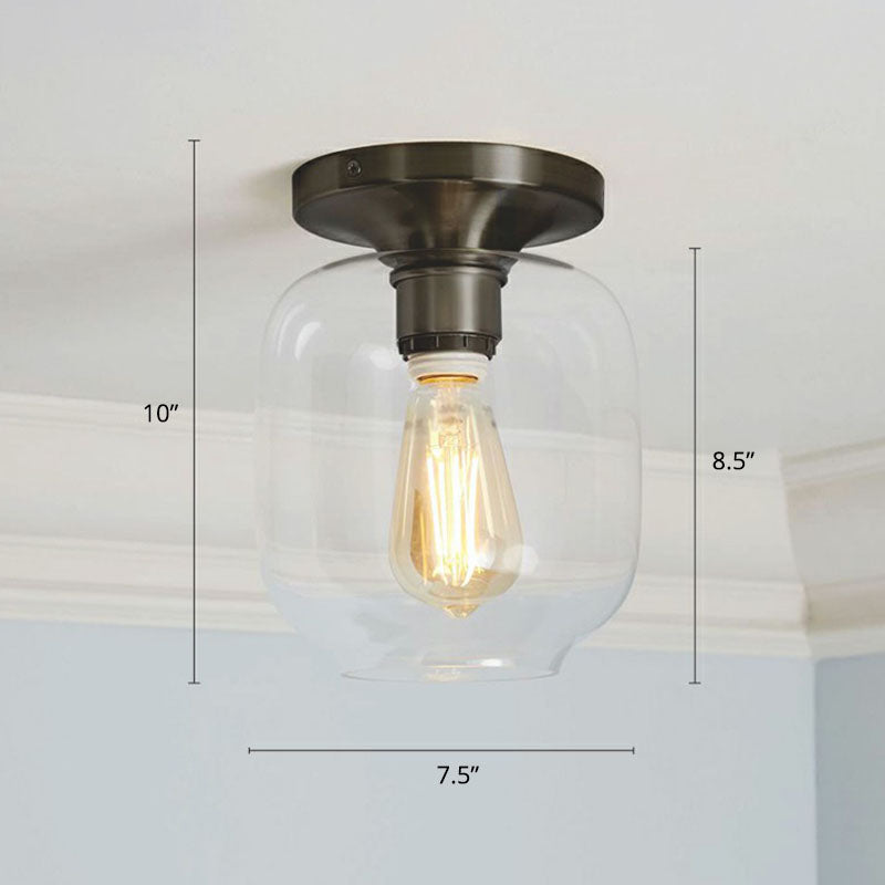 Minimalist Geometric Flushmount Light Glass 1 Bulb Balcony Semi-Flush Mount Ceiling Light