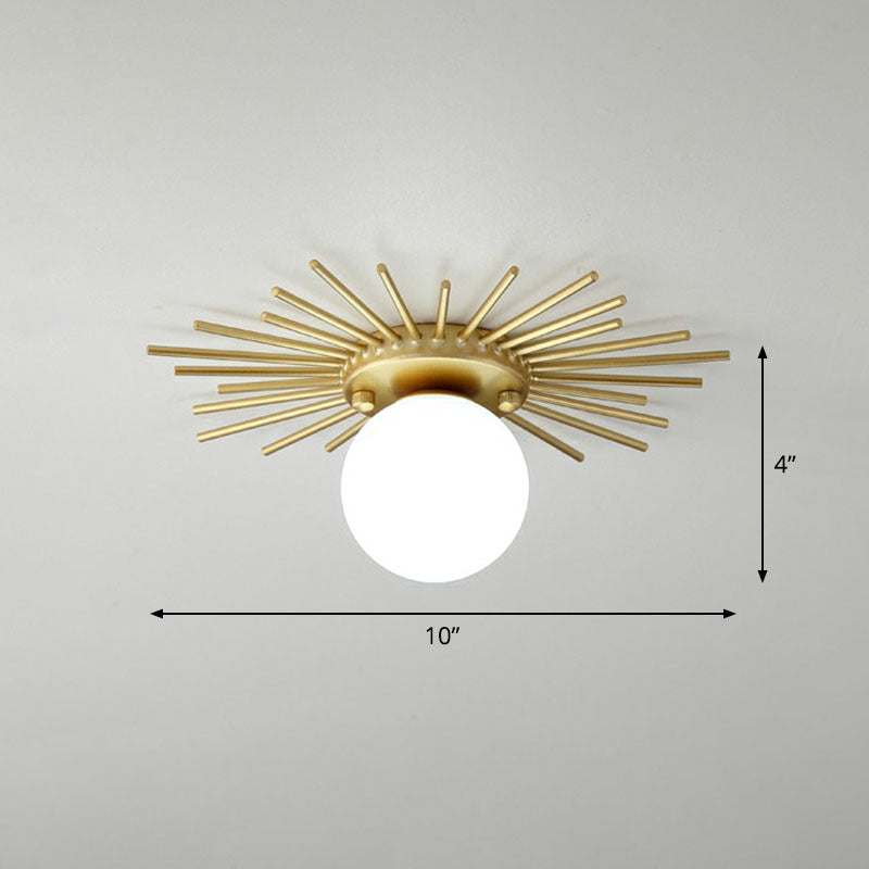 Golden Sunburst semi-inbouw eenvoudige creatieve plafondverlichting van enkel opaalglas voor foyer