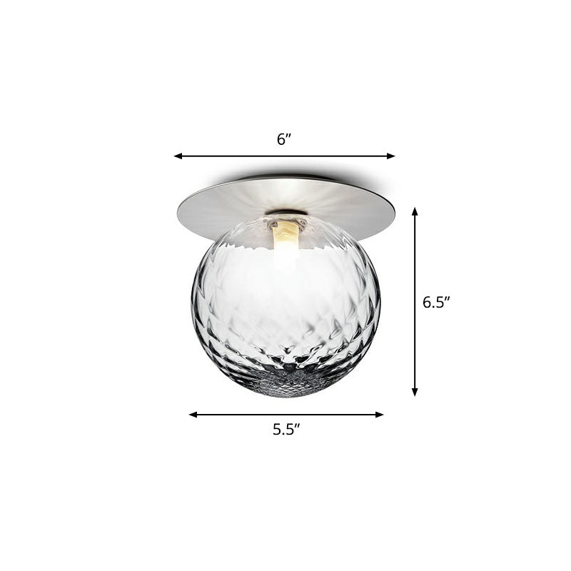 1 Bulb Aisle Ceiling Lamp Modern Semi Flush Mount Lighting with Ball Glass Shade