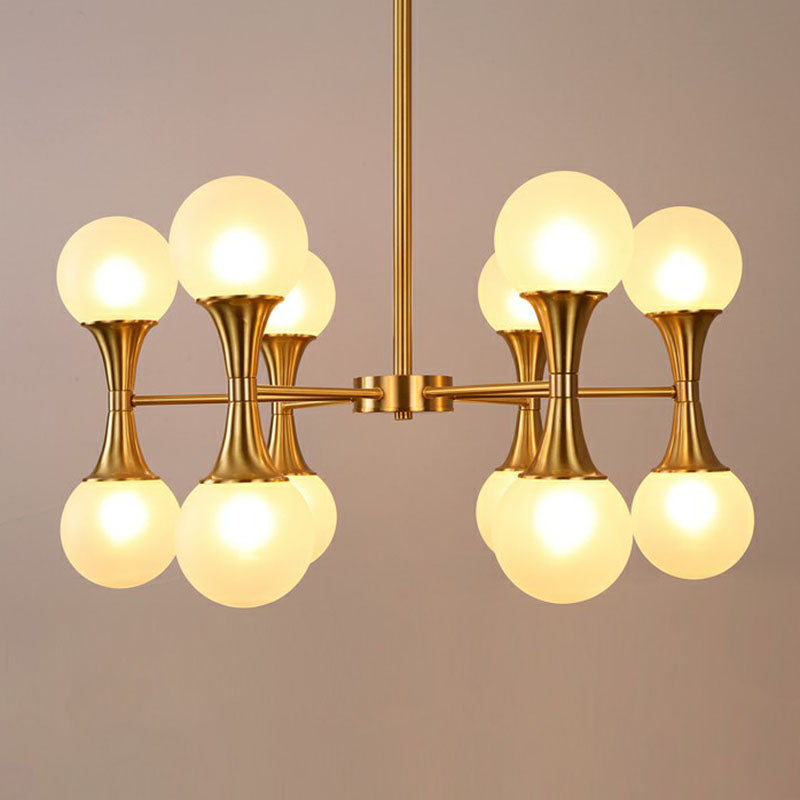 Gold Finish Molecule Chandelier Minimalistic Frosted White Glass Hanging Pendant Light