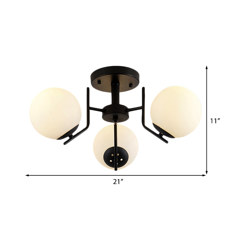 3/5/6 luces sputnik semi descarga lámpara de vidrio blanco tradicional accesorio montado en techo de vidrio para sala de estar