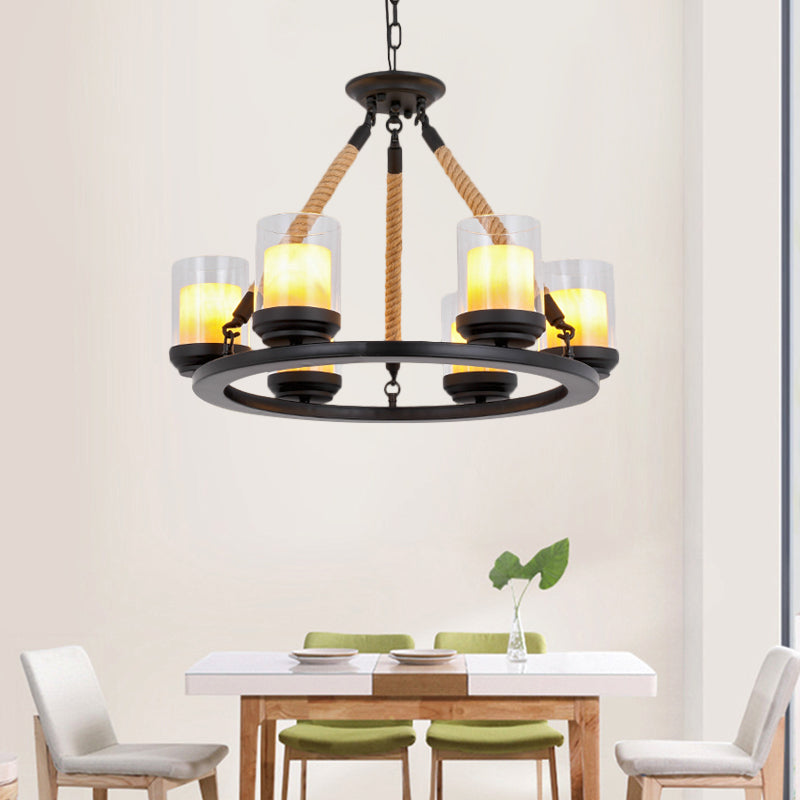 Wagon Wheel Metal Chandelier Light Rustic Style 6/8/10 Lights Dining Room Hanging Light in Black