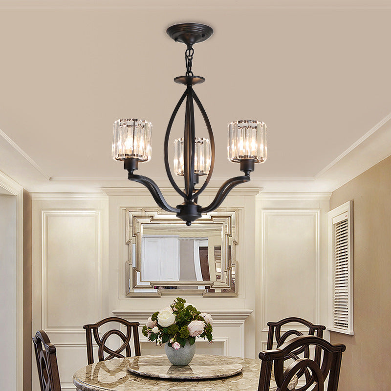Black Cylinder plafonnier luminaire de style Crystal Simple Crystal Block 3/6/8 Lumières Light Chandelier Light