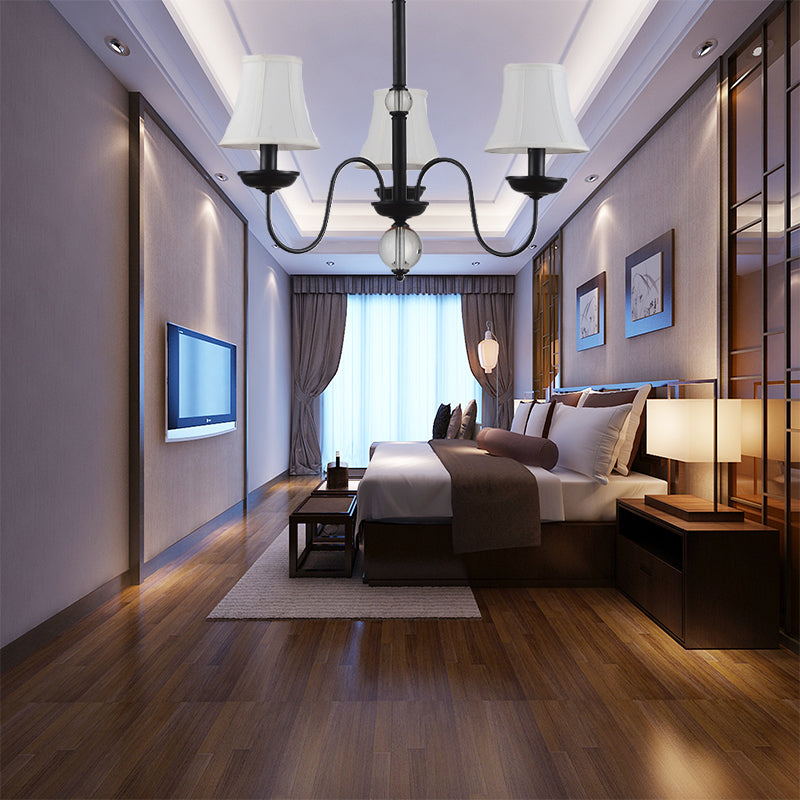 Shade de la sombra Empire Ligera de la lámpara de tela blanca tradicional 3/5/6 luces luz de techo negro