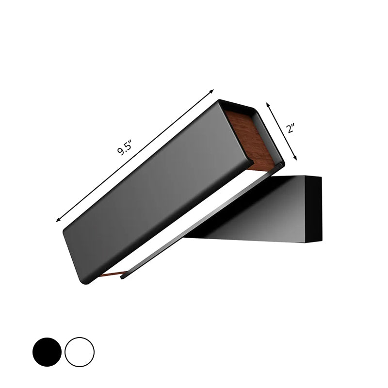 Rotatable Cuboidal LED Sconce Lamp Modern Aluminum Black/White-Wood Wall Mounted Lighting in Warm/White Light
