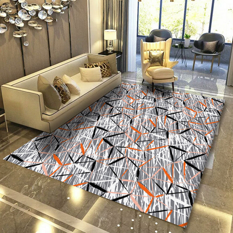 Modern Geometric Abstract Pattern Rug Multi Color Synthetics Carpet Anti-Slip Pet Friendly Machine Washable Rug for Living Room