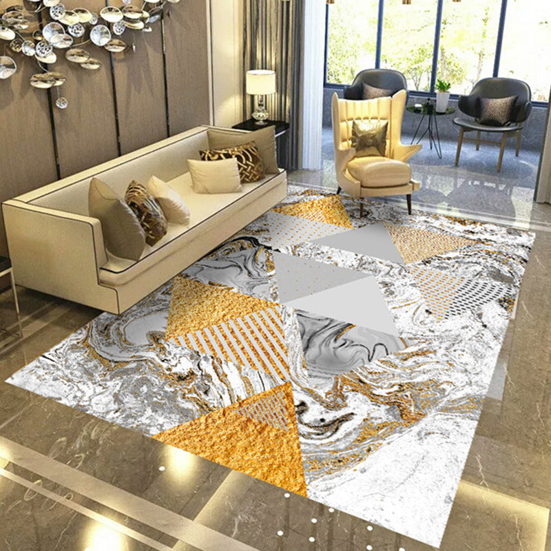 Modern Geometric Abstract Pattern Rug Multi Color Synthetics Carpet Anti-Slip Pet Friendly Machine Washable Rug for Living Room