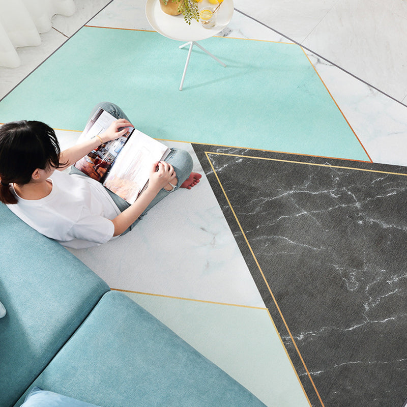 Glam Geometric Print Rug Multicolor Contemporary Rug Polypropylene Machine Wash Anti-Slip Pet Friendly Rug for Home