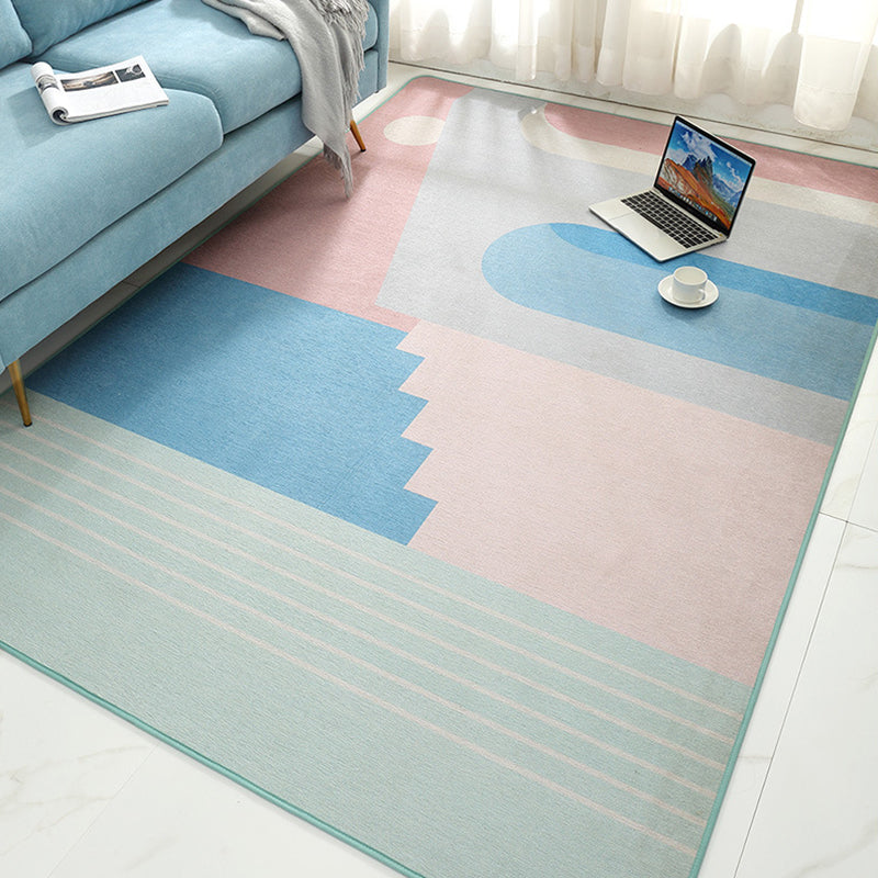 Glam Geometric Print Rug Multicolor Contemporary Rug Polypropylene Machine Wash Anti-Slip Pet Friendly Rug for Home