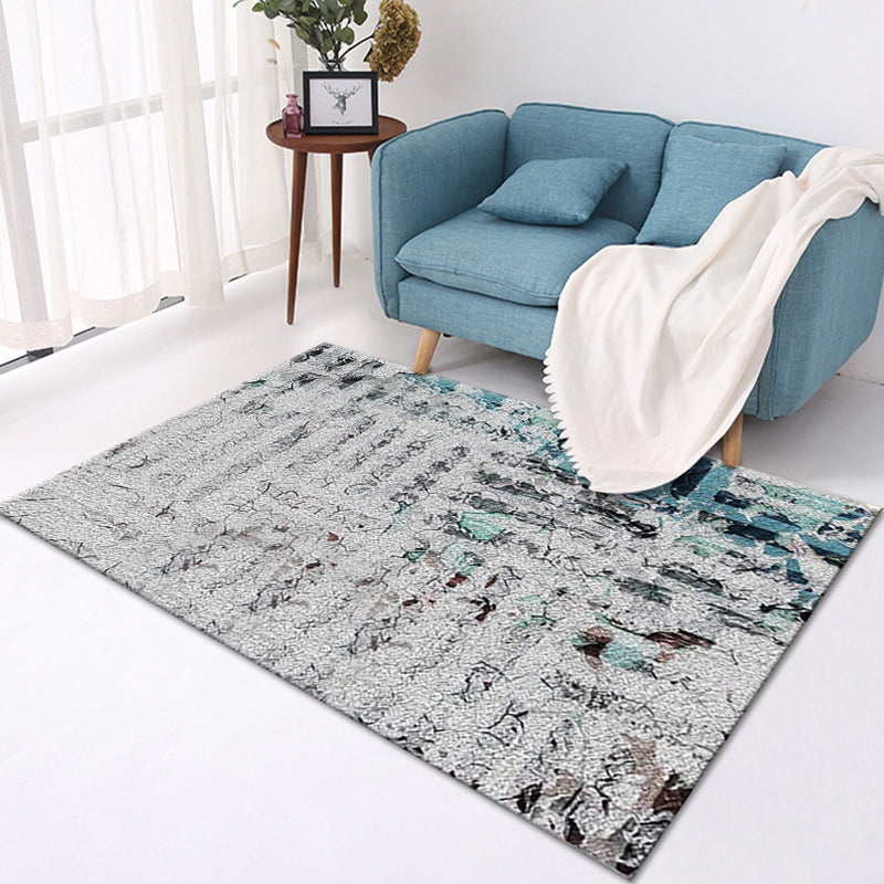 Multi-Color Modern Area Rug Polyester Geometrical Pattern Carpet Washable Stain Resistant Non-Slip Rug for Great Room
