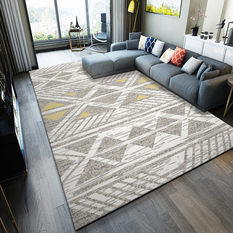 Fashion Modernism Rug Multi Colored Geometric Rug Stain Resistant Machine Wash Anti-Slip Backing Rug for Family Room