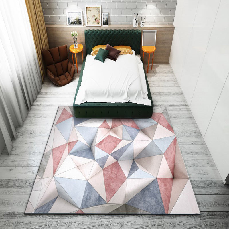 Fashion Modernism Rug Multi Colored Geometric Rug Stain Resistant Machine Wash Anti-Slip Backing Rug for Family Room