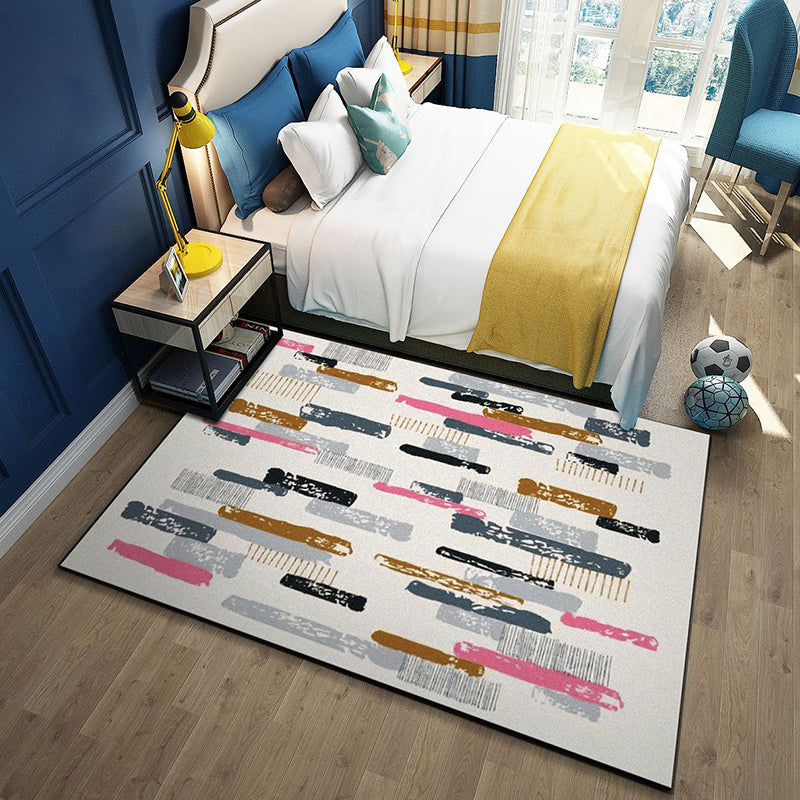 Fashion Modernism Rug Multi Colored Geometric Rug Stain Resistant Machine Wash Anti-Slip Backing Rug for Family Room