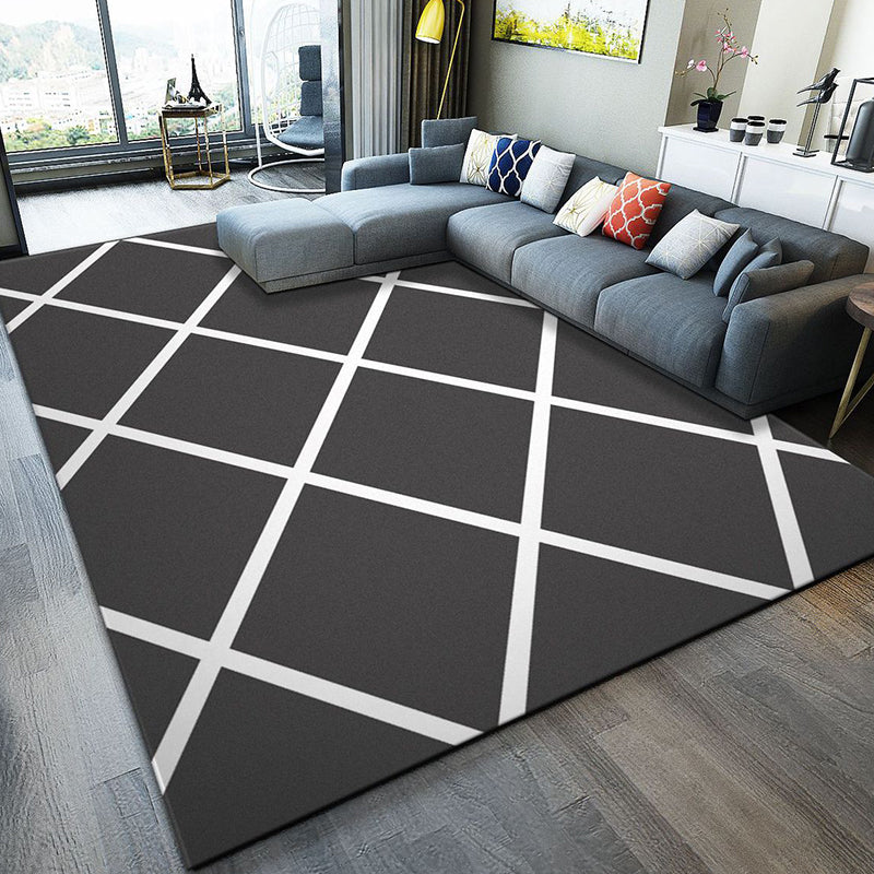 Fashion Modernism Rug Multi Colored Geometric Rug Stain Resistant Machine Wash Anti-Slip Backing Rug for Family Room