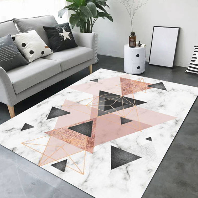 Minimalistic Living Room Rug Multi Color Geometric Print Rug Polypropylene Machine Washable Stain Resistant Non-Slip Rug
