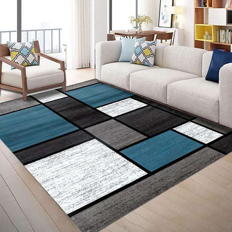 Minimalistic Living Room Rug Multi Color Geometric Print Rug Polypropylene Machine Washable Stain Resistant Non-Slip Rug