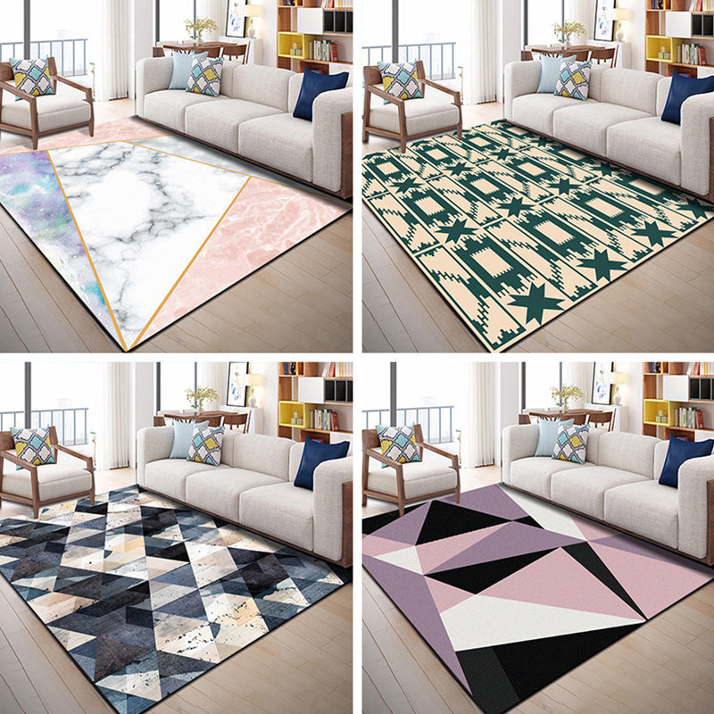 Rapis de bloc géométrique brillant Machine de tapis moderne multicolore machine polyester mateuse antidérapante pour animaux de compagnie pour la chambre