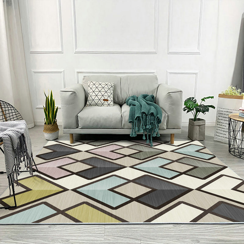Colorful Triangle Print Rug Multicolor Modern Style Rug Synthetics Washable Stain Resistant Anti-Slip Rug for Home