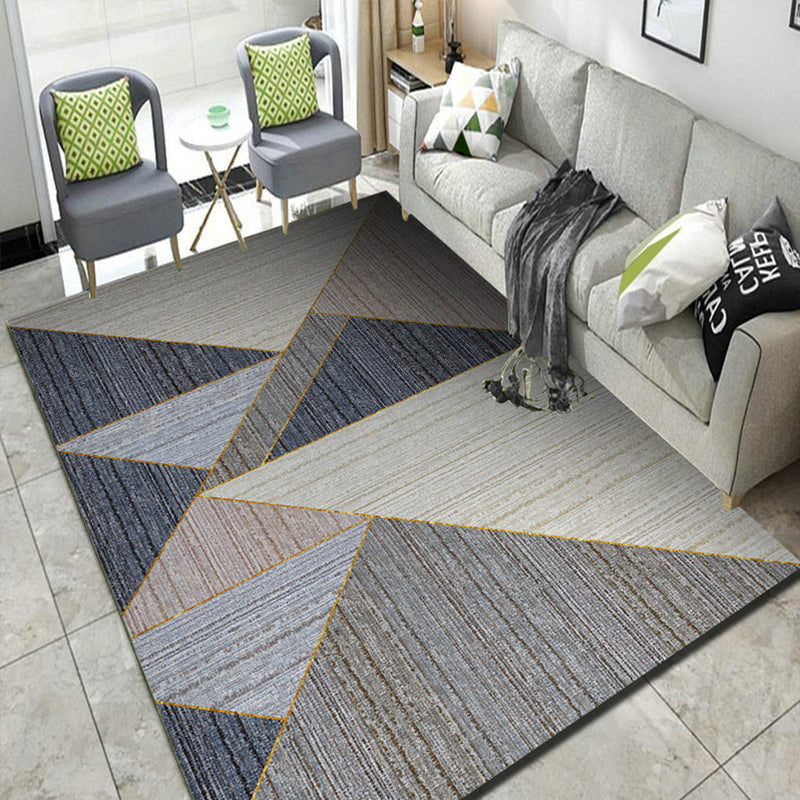 Colorful Triangle Print Rug Multicolor Modern Style Rug Synthetics Washable Stain Resistant Anti-Slip Rug for Home