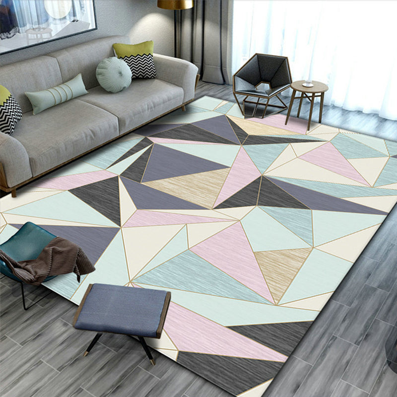 Colorful Triangle Print Rug Multicolor Modern Style Rug Synthetics Washable Stain Resistant Anti-Slip Rug for Home