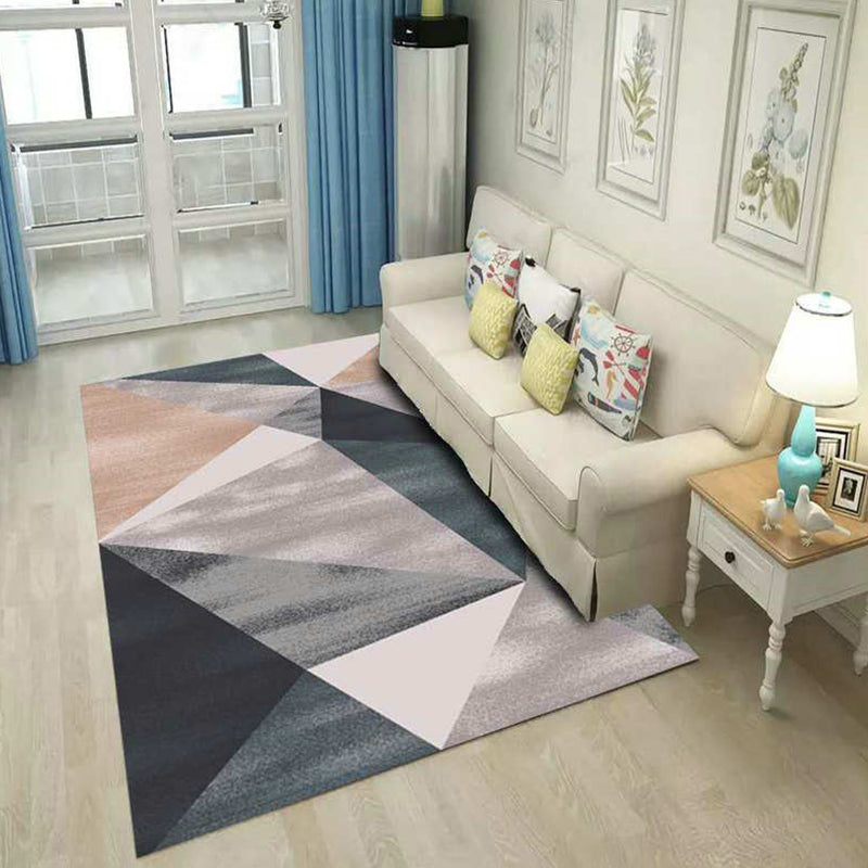 Multi Colored Bedroom Rug Modern Geometric Printing Carpet Polypropylene Washable Stain Resistant Anti-Slip Backing Rug