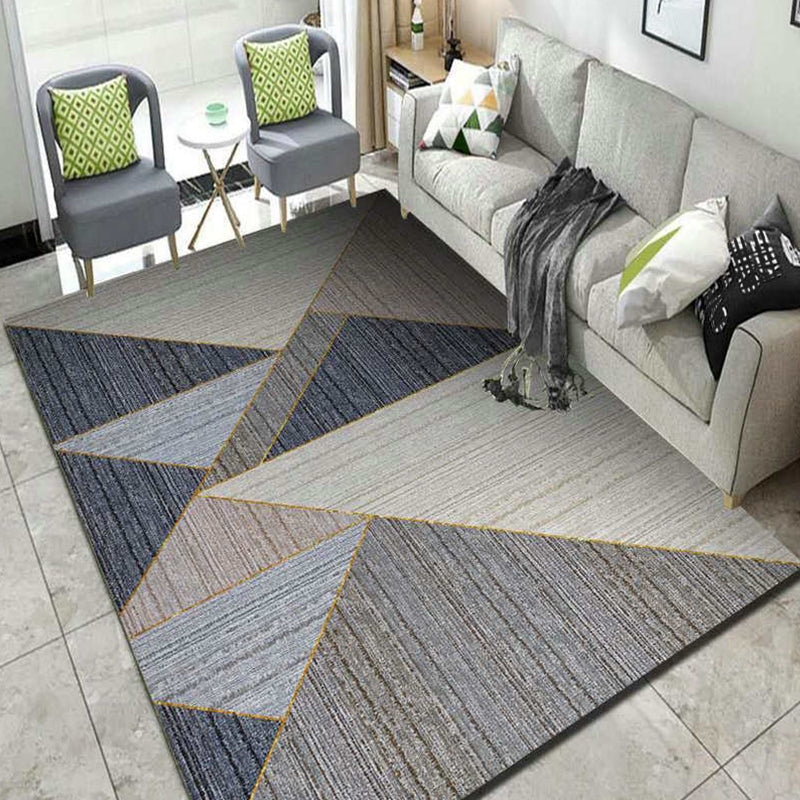 Multi Colored Bedroom Rug Modern Geometric Printing Carpet Polypropylene Washable Stain Resistant Anti-Slip Backing Rug