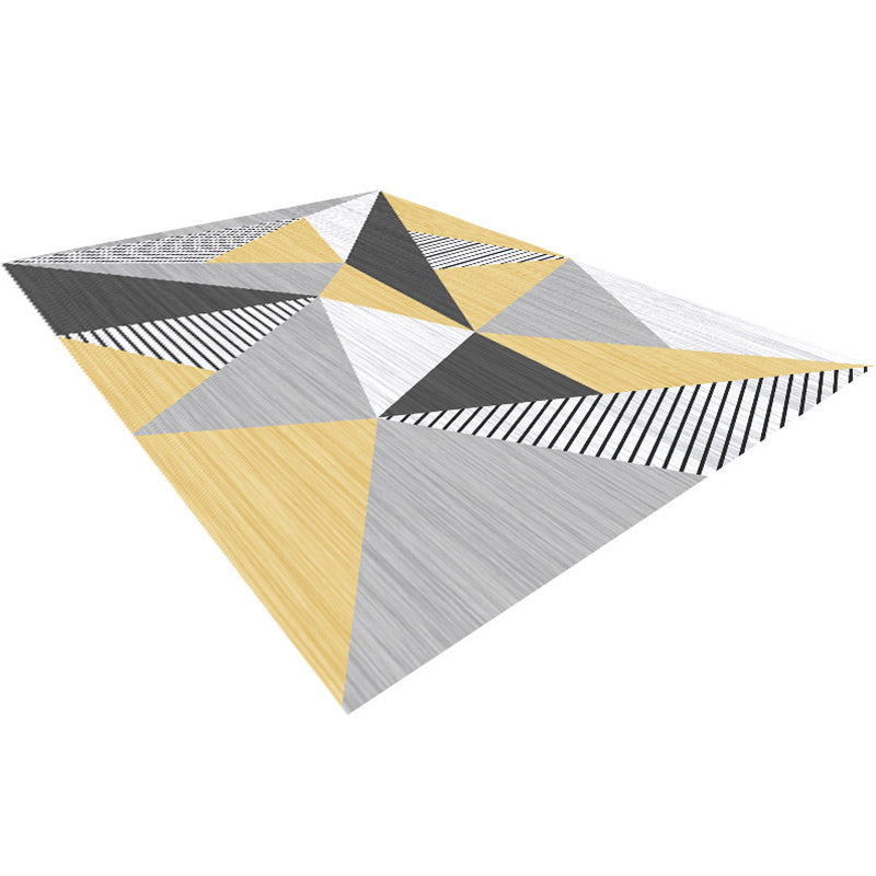 Modern 3D Geometric Print Rug Multi Colored Polyester Rug Stain Resistant Anti-Slip Backing Pet Friendly Carpet for Living Room