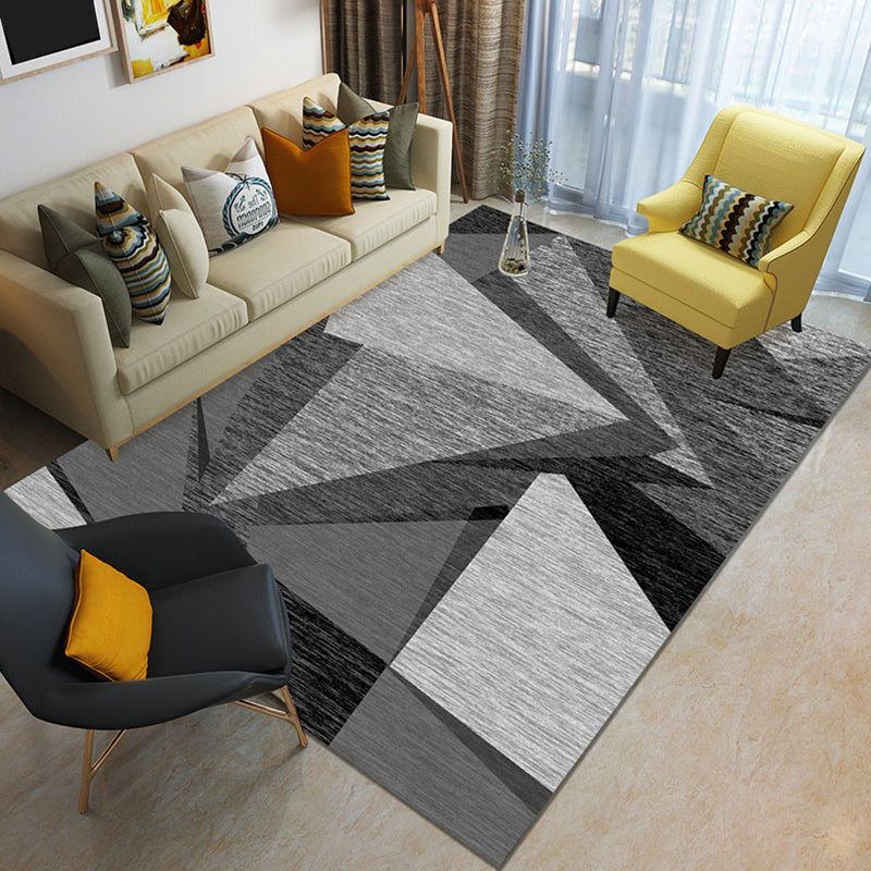 Modern 3D Geometric Print Rug Multi Colored Polyester Rug Stain Resistant Anti-Slip Backing Pet Friendly Carpet for Living Room