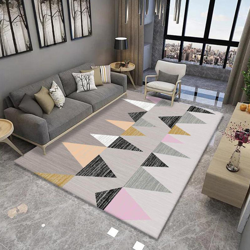 Multicolor Geometrical Print Rug Synthetics Modernist Rug Stain Resistant Non-Slip Backing Pet Friendly Rug for Great Room