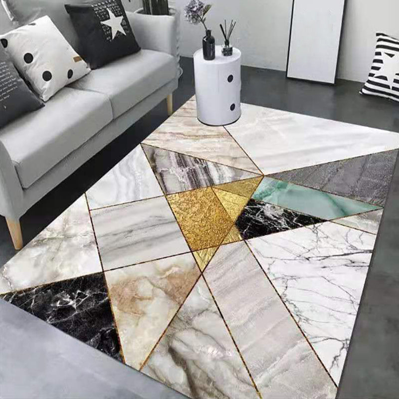Contemporary Living Room Rug Multi-Color Geometric Carpet Polypropylene Washable Stain Resistant Non-Slip Backing Area Rug