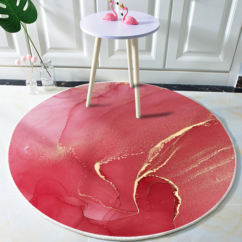 Modern Marble Print Watercolor Rug Multi Colored Polyester Rug Non-Slip Backing Washable Stain Resistant Carpet for Home