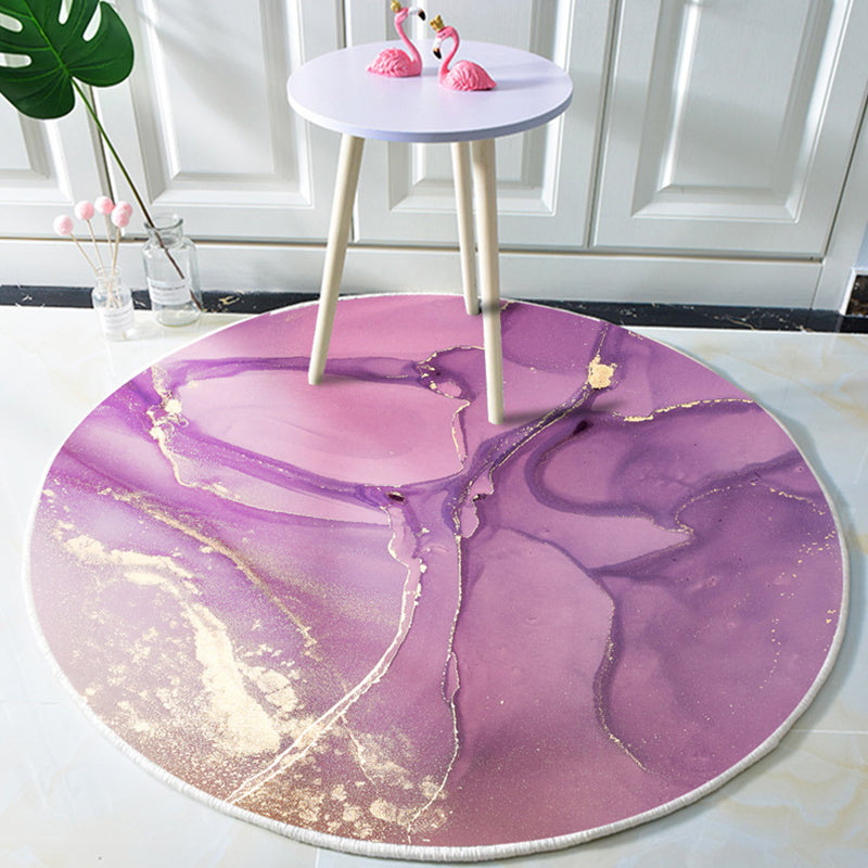 Modern Marble Print Watercolor Rug Multi Colored Polyester Rug Non-Slip Backing Washable Stain Resistant Carpet for Home