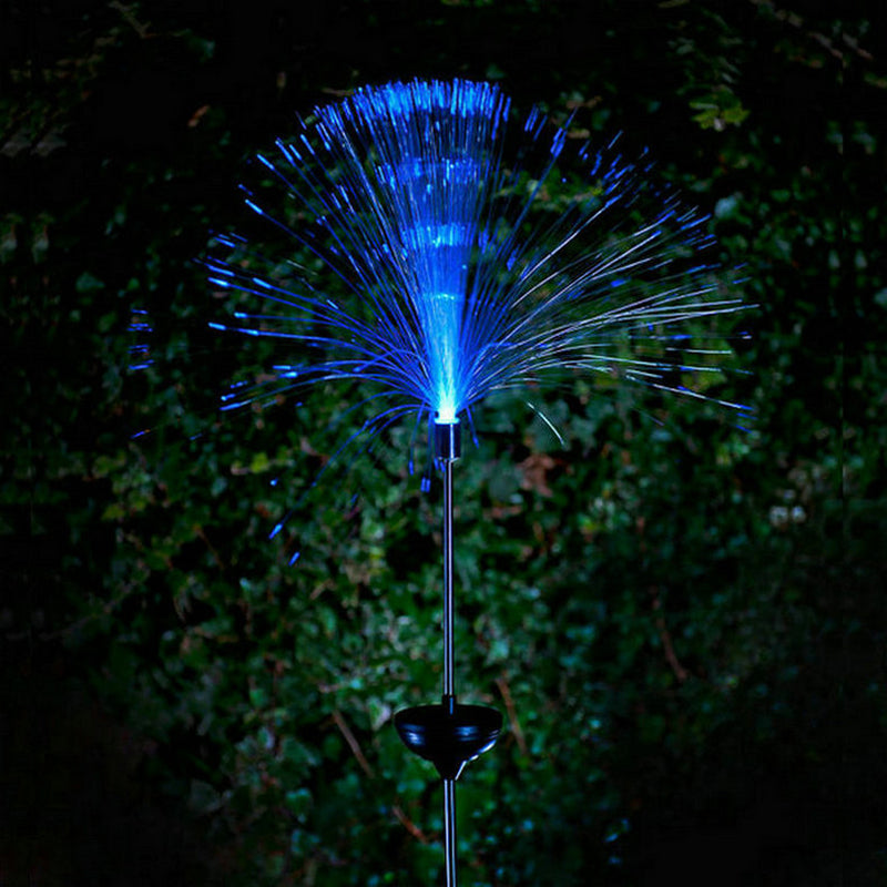 Optical Fiber Outdoor LED Lawn Light Plastic Decorative Solar Landscape Lighting in Clear, 2 Pcs