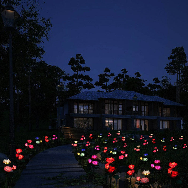 1 Pc Artistic Flower Shape LED Lawn Lighting Plastic Garden Solar Powered Stake Light