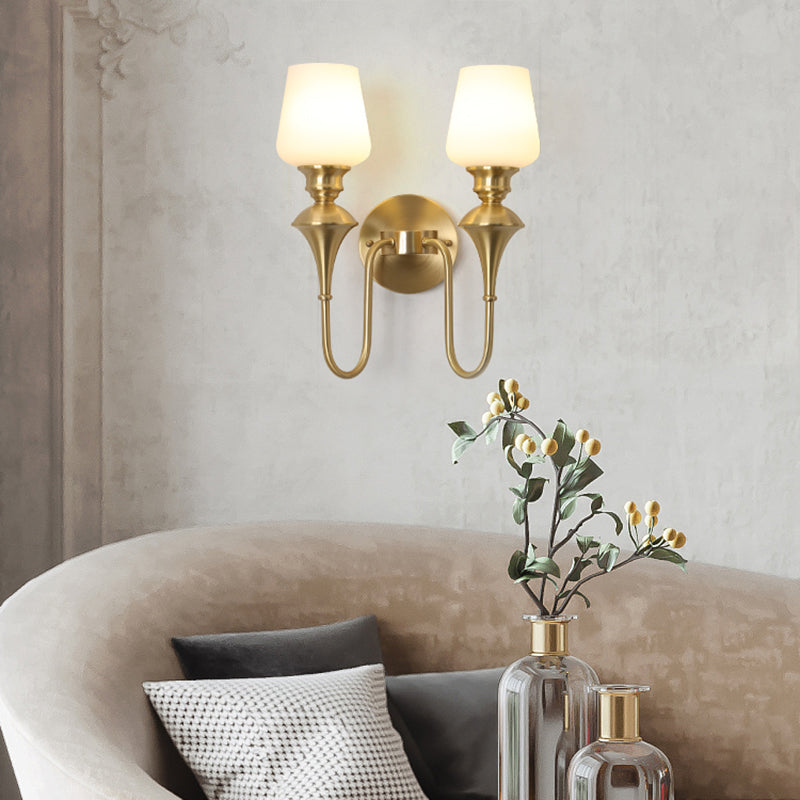 Cône en verre blanc applique Lumière