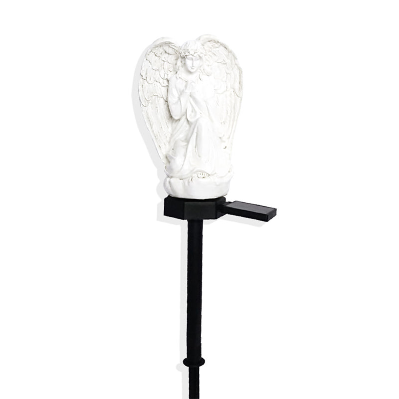 Angel Shape LED Landscape Lighting Artistic Resin White Solar Stake Light, 1 Piece