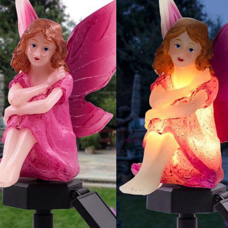 1 Pc Flower Fairy LED Lawn Light Decorative Resin Garden Solar Landscape Lighting