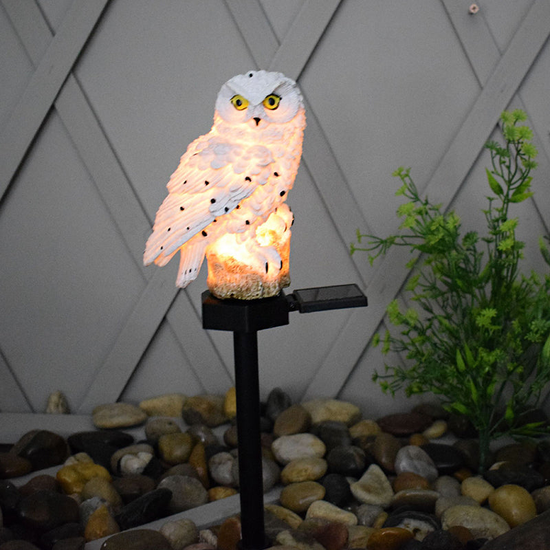 Resin Owl Shape LED Lawn Lighting Artistic Solar Powered Landscape Light for Garden, 1 Piece