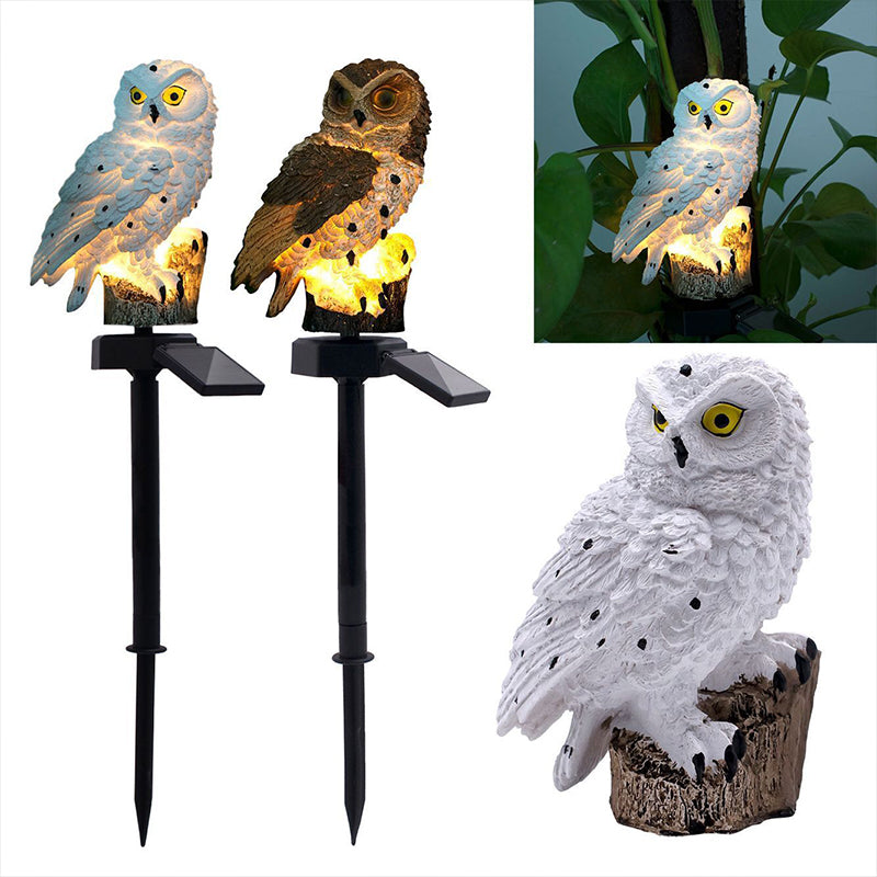 Resin Owl Shape LED Lawn Lighting Artistic Solar Powered Landscape Light for Garden, 1 Piece