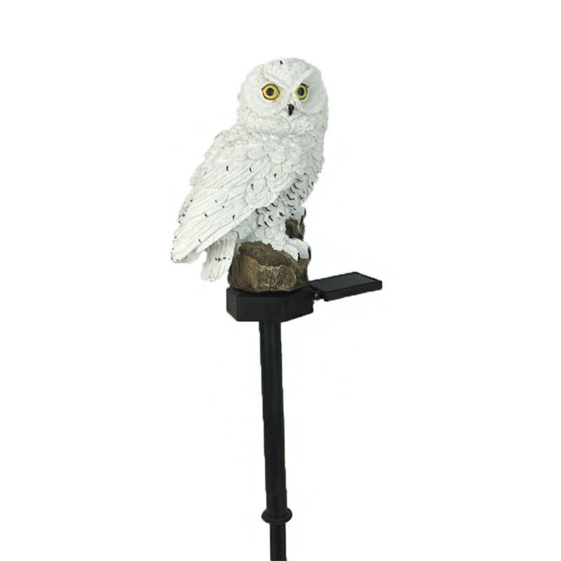 Resin Owl Shape LED Lawn Lighting Artistic Solar Powered Landscape Light for Garden, 1 Piece