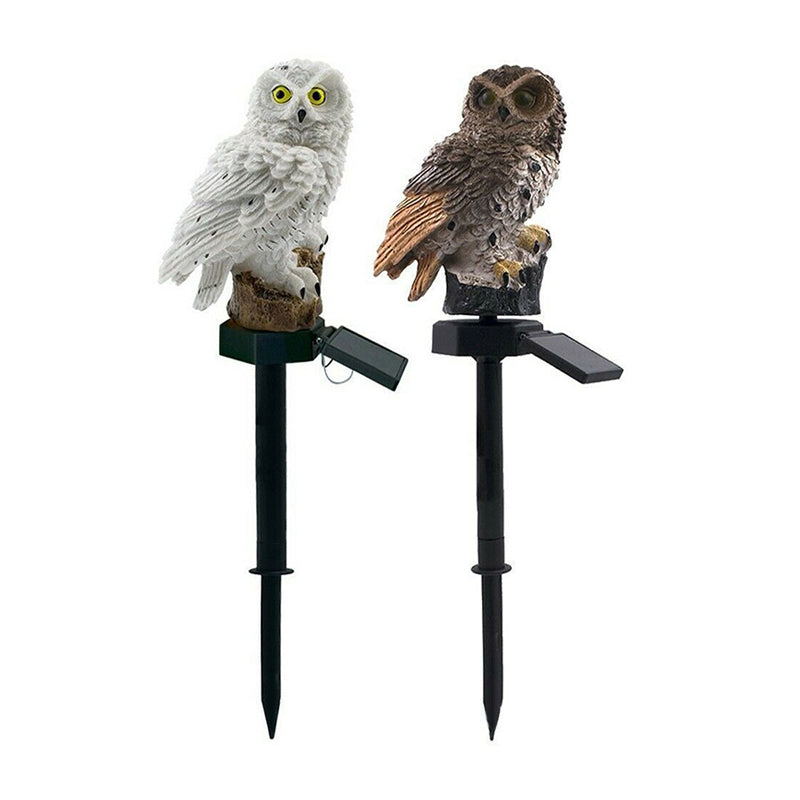 Resin Owl Shape LED Lawn Lighting Artistic Solar Powered Landscape Light for Garden, 1 Piece