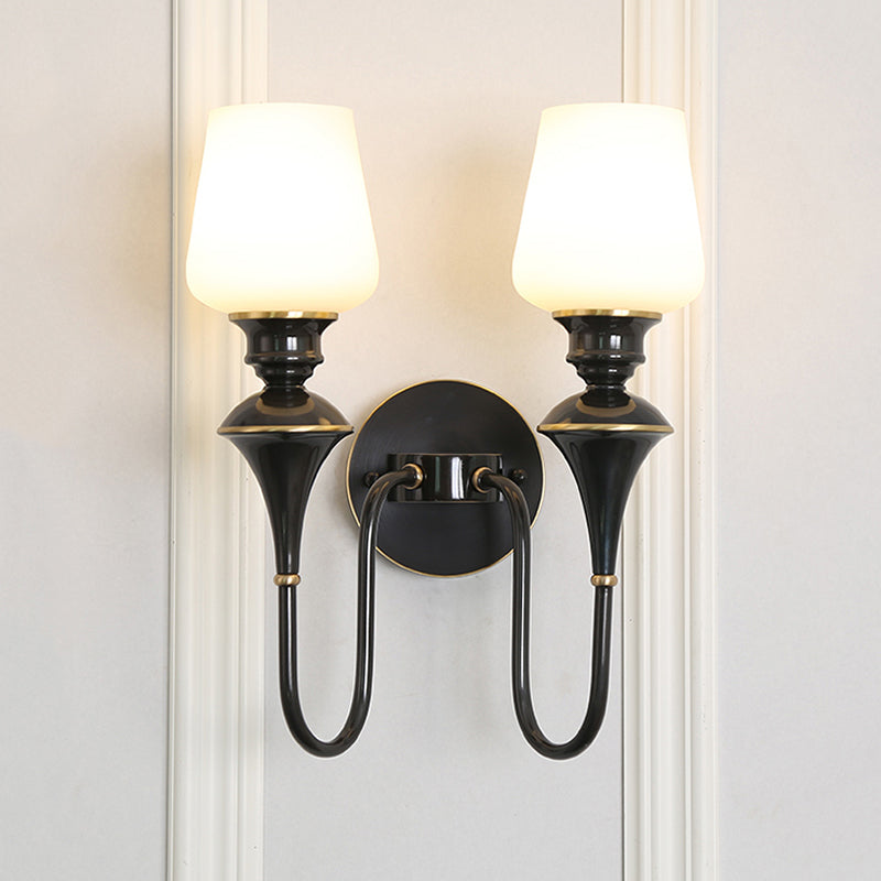 Cône en verre blanc applique Lumière