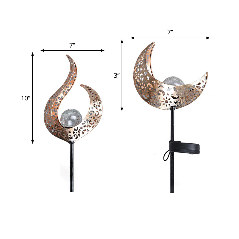 Hollowed out Garden LED Stake Light Iron Modern Solar Lawn Lighting in Bronze, 1 Pc